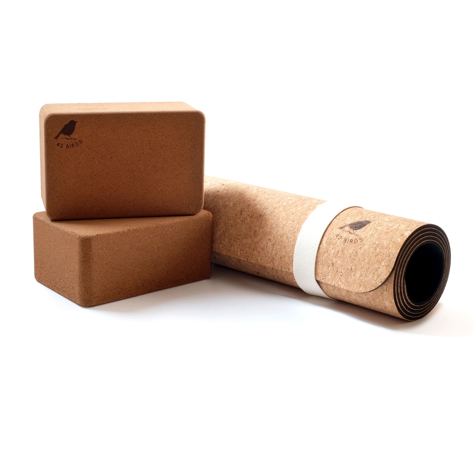 Cork Extra Long Yoga Mat and Two-Block Bundle | 42 Birds