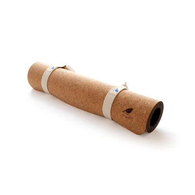 FrenzyBird 5mm Cork Yoga Mat with Carrying Strap and Alignment