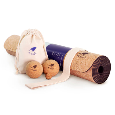Cork Lightweight Yoga Mat and Massage Balls Bundle | 42 Birds