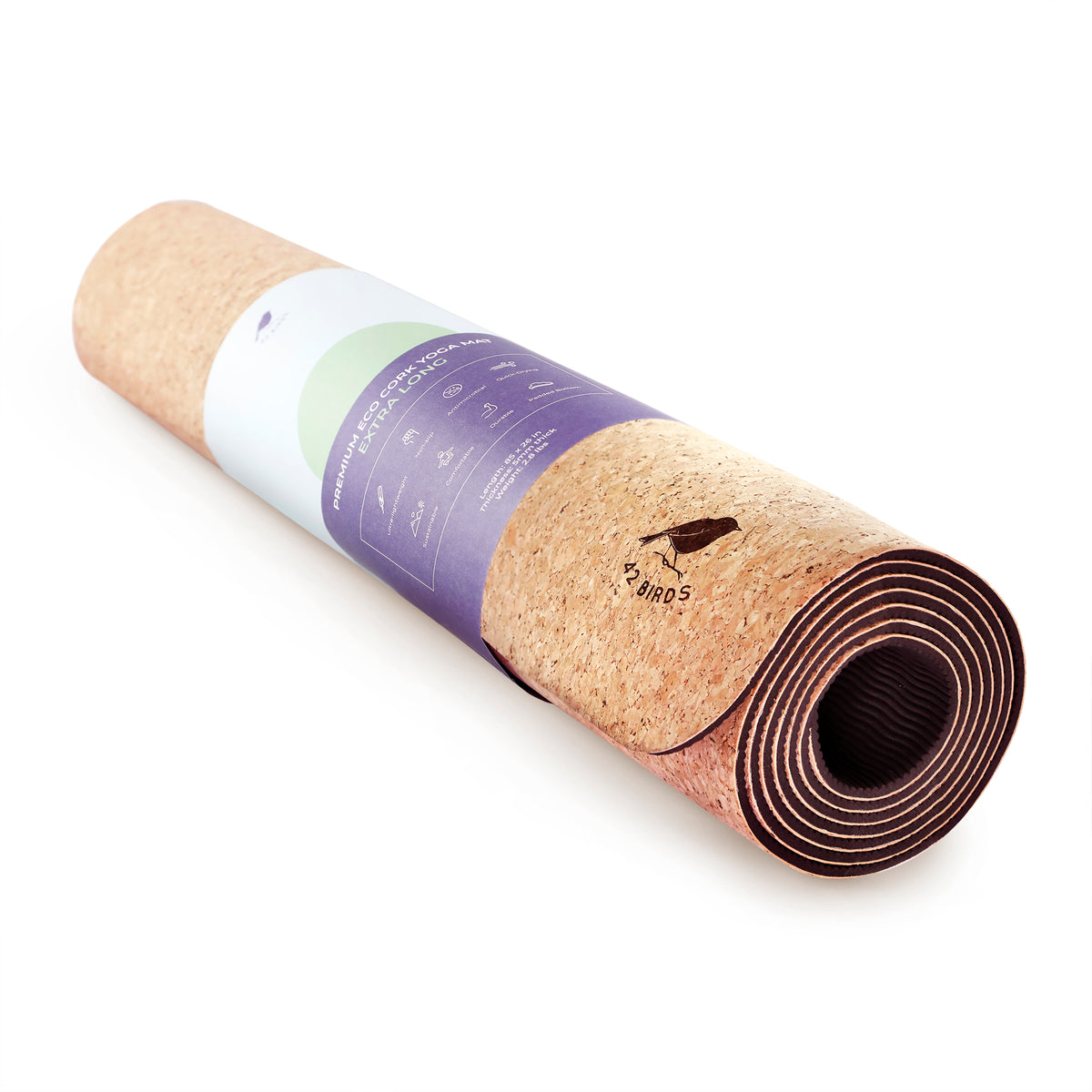 Extra Long Cork Lightweight Yoga Mat "The Robin" | 42 Birds
