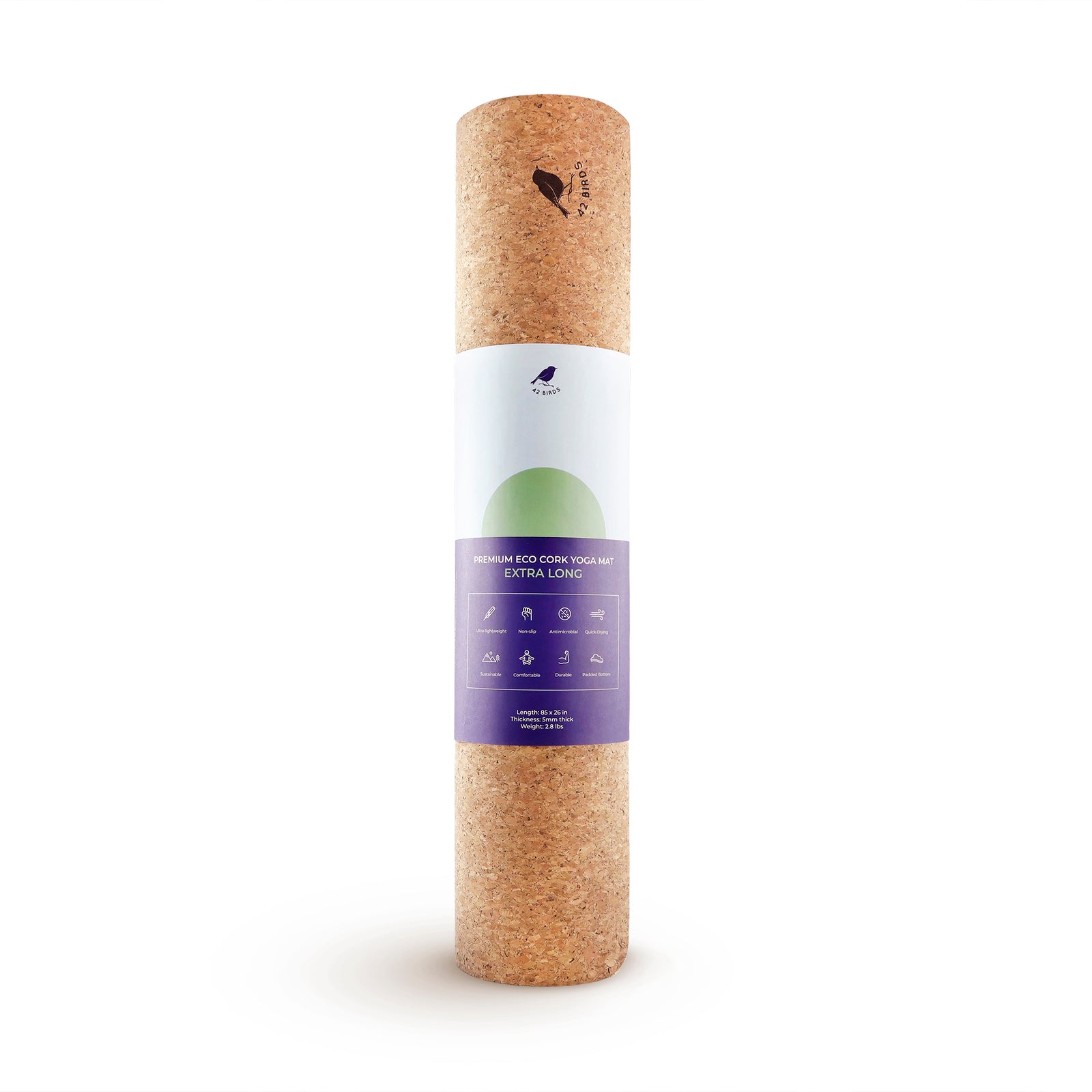 Extra Long Cork Lightweight Yoga Mat "The Robin" | 42 Birds