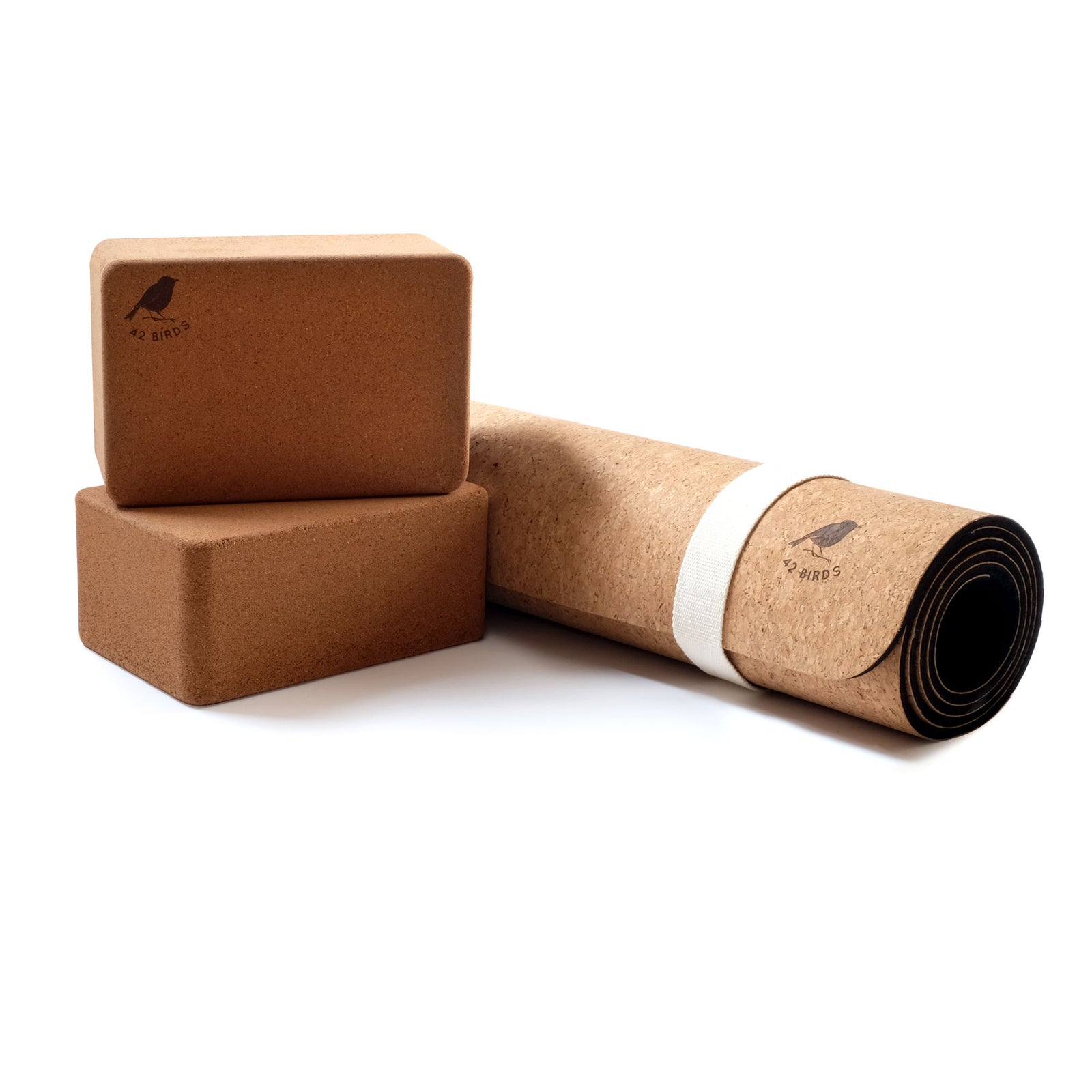 Cork Industrial Yoga Mat and Two-Block Bundle | 42 Birds